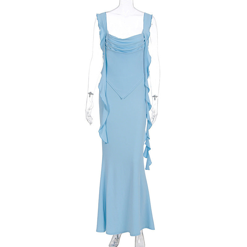 Summer Strap Tube Top Ruffled Ribbon Dress
