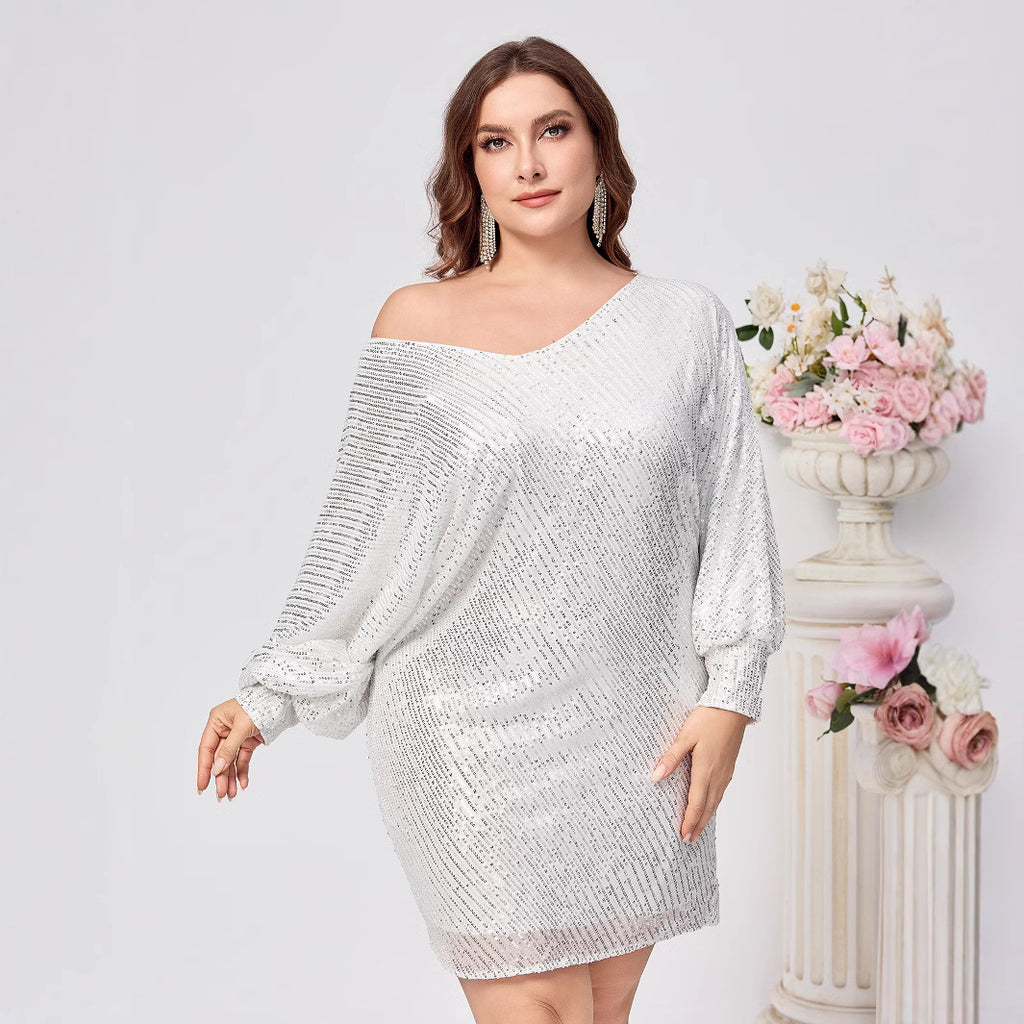 Party Dress European And American Off-the-shoulder Dress Plus sizes exclusive