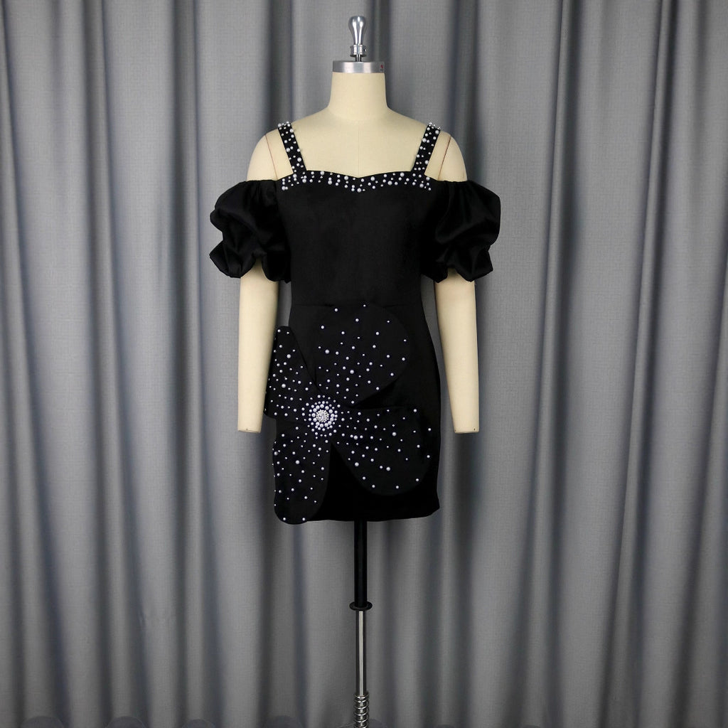 European And American Sexy Sling Puff Sleeve Dress