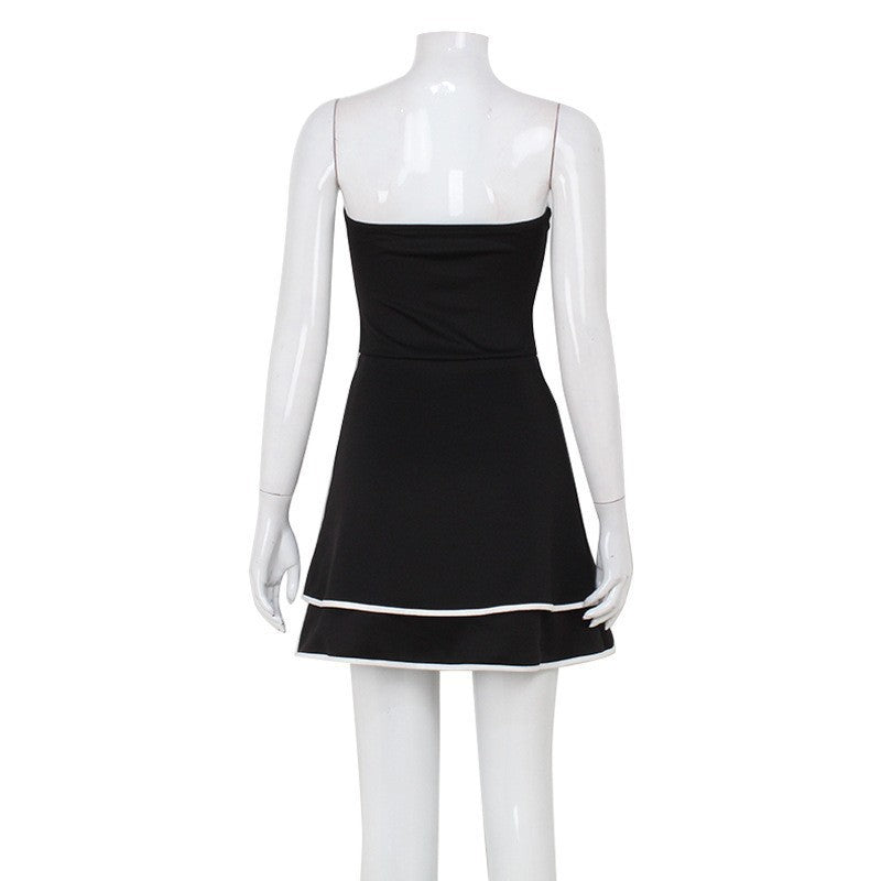 French Sweet Style Off-neck Tube Top High Waist Skirt