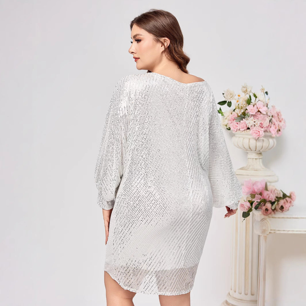 Party Dress European And American Off-the-shoulder Dress Plus sizes exclusive