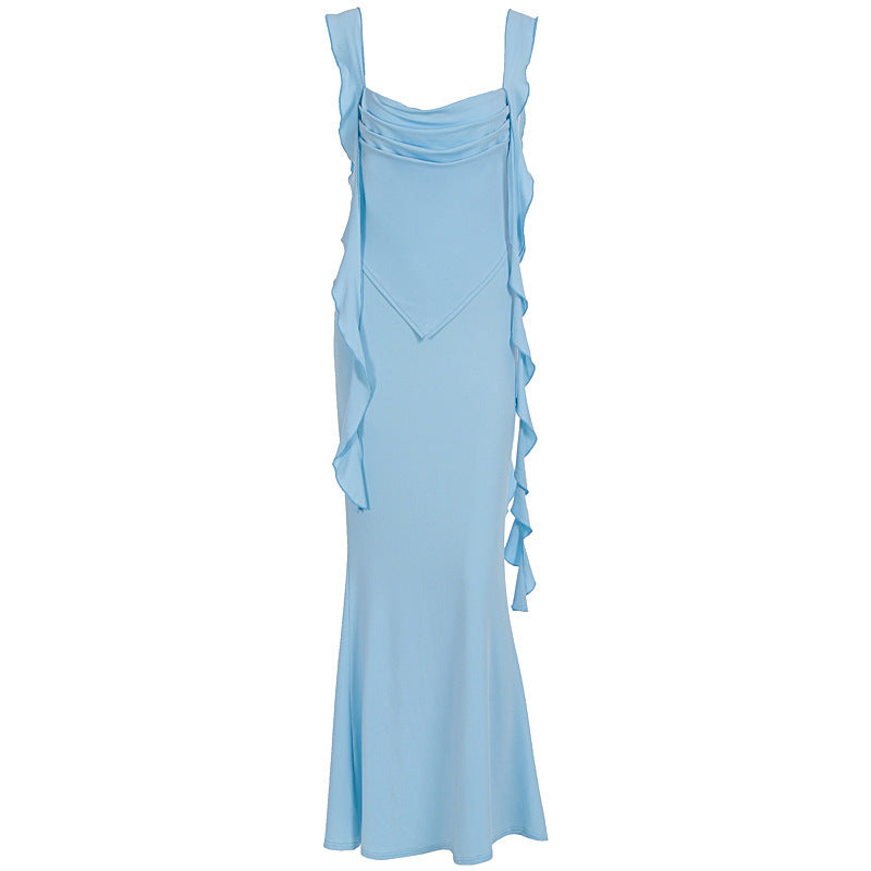 Summer Strap Tube Top Ruffled Ribbon Dress