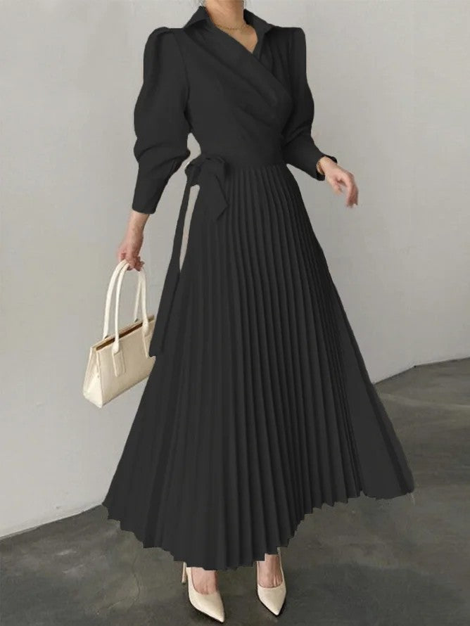 Women's Casual Solid Color Commute Pleated Dress