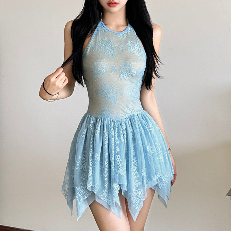 Women's Solid Color Slim High Waist Fashion Halter Sleeveless Dress