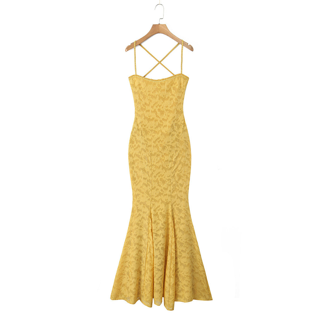 Vacation Style Elegant Waist Girdling Super Long Fishtail Dress