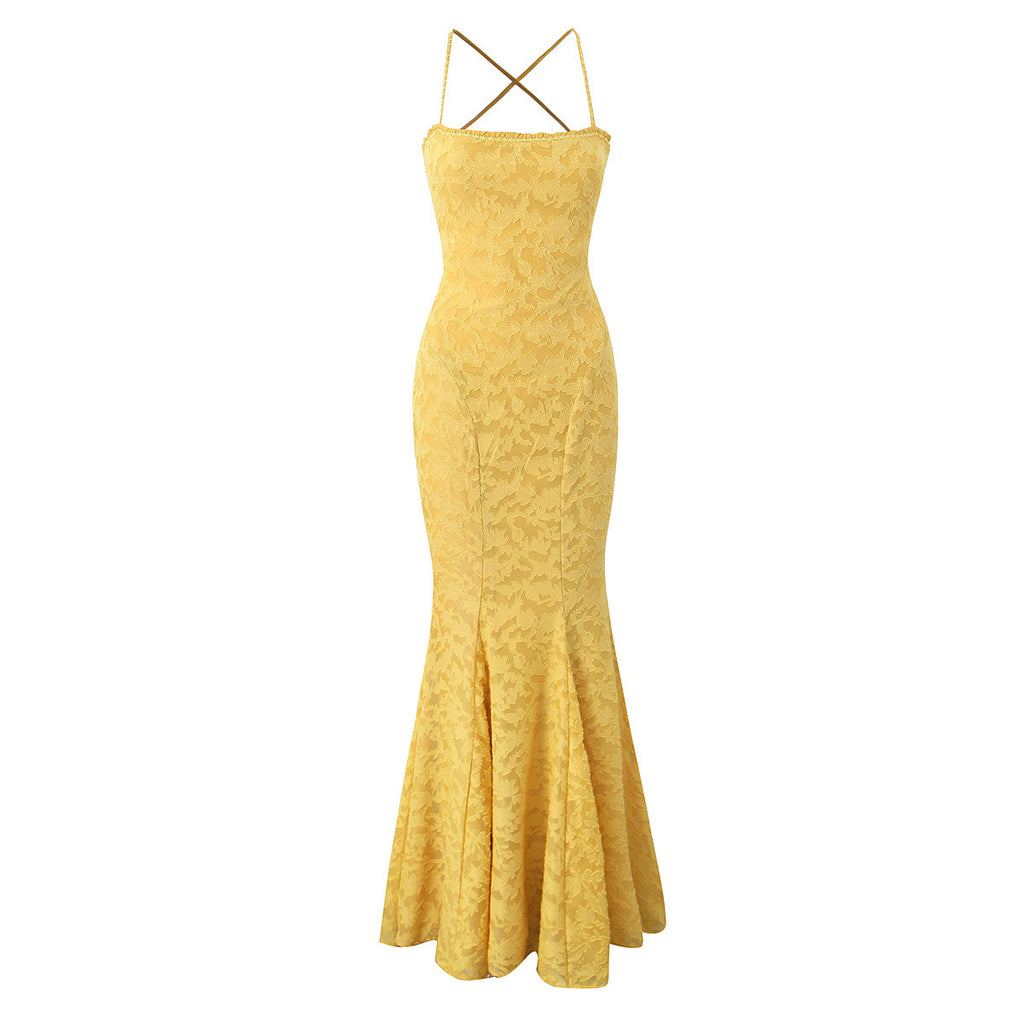 Vacation Style Elegant Waist Girdling Super Long Fishtail Dress
