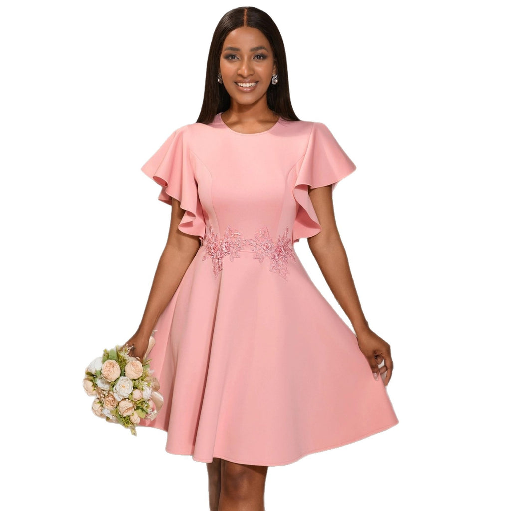 Summer New Fashion Elegant Embroidery Slim Fit Elegant Party Dress