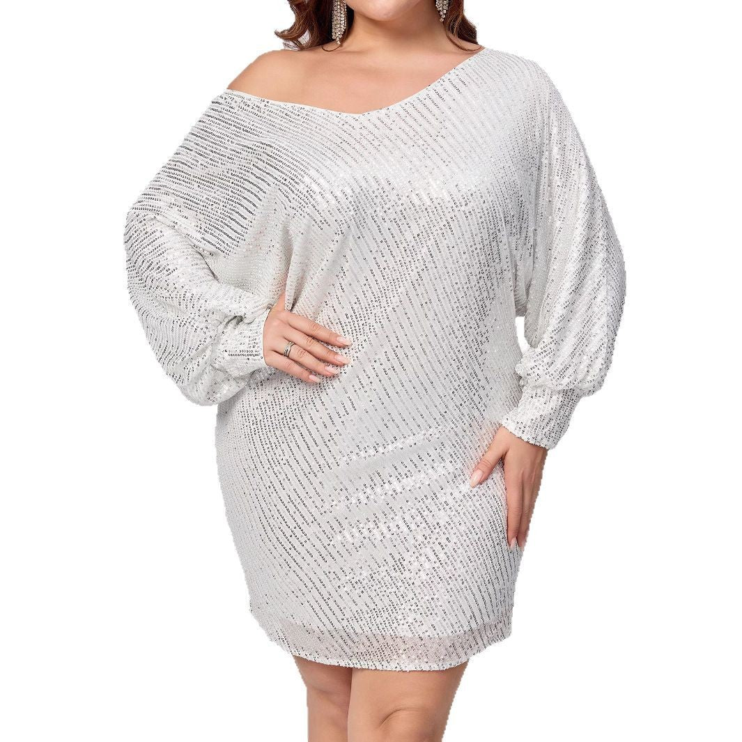 Party Dress European And American Off-the-shoulder Dress Plus sizes exclusive