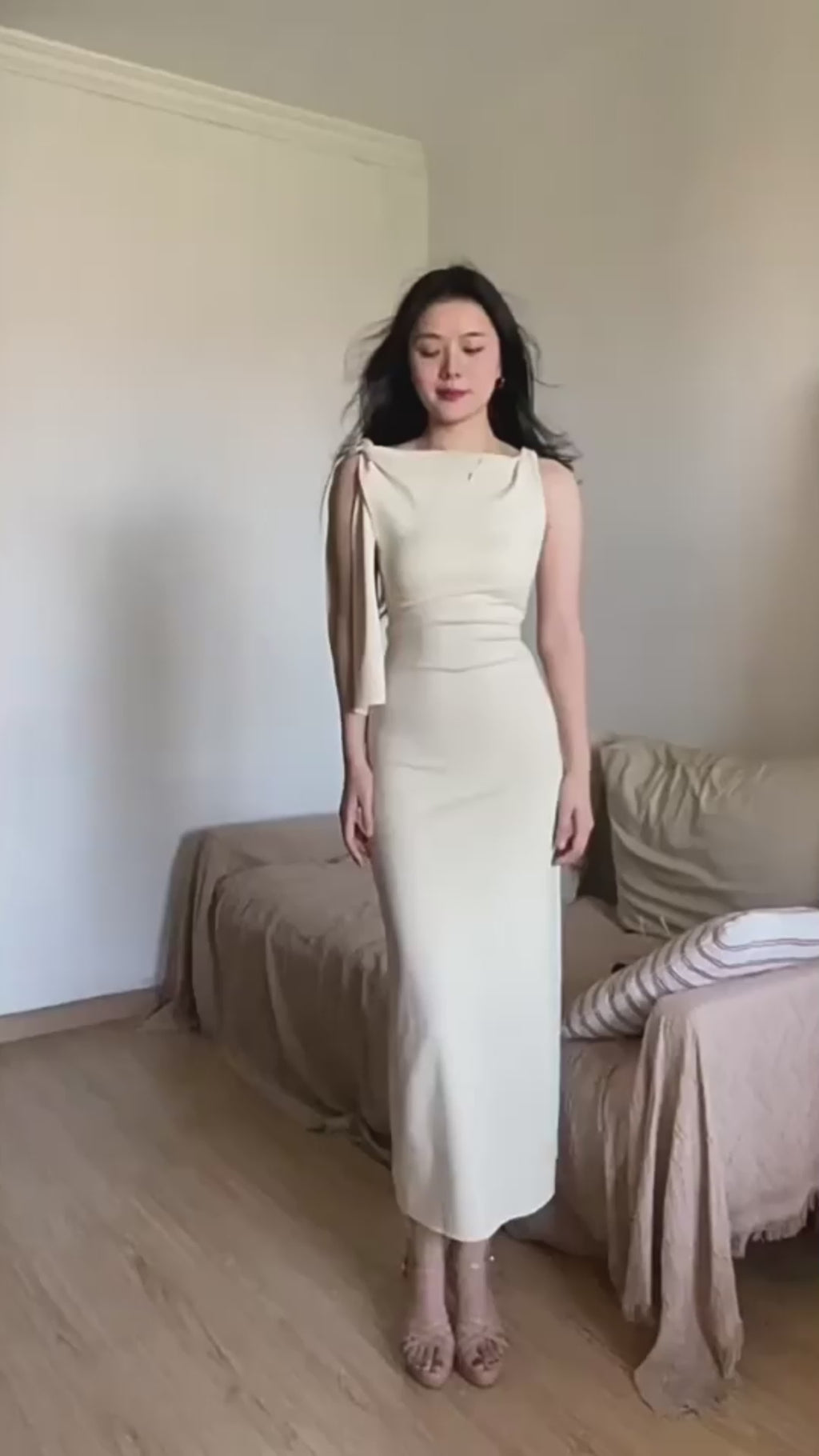 One-shoulder Ribbon Long Dress Ins Fashion Slim Sleeveless Dresses For Evening Party Club Clothing Women