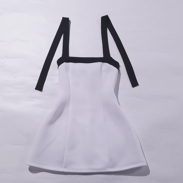 Sexy Black Halter Off Shoulder White Mini Dress Women Sleeveless Casual Vestido 2025 Spring Summer Lolita Y2K Clothes