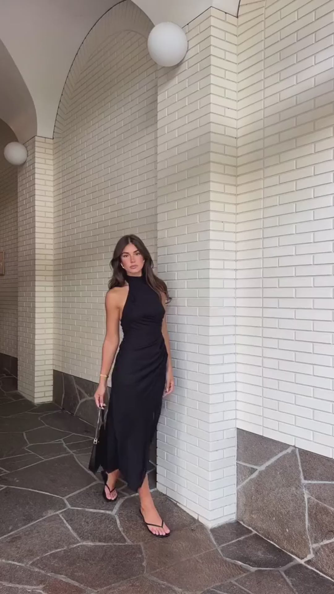 Ins Halter Split Long Dress Summer Slim Fit Backless Dresses Solid High-end Women's Clothing